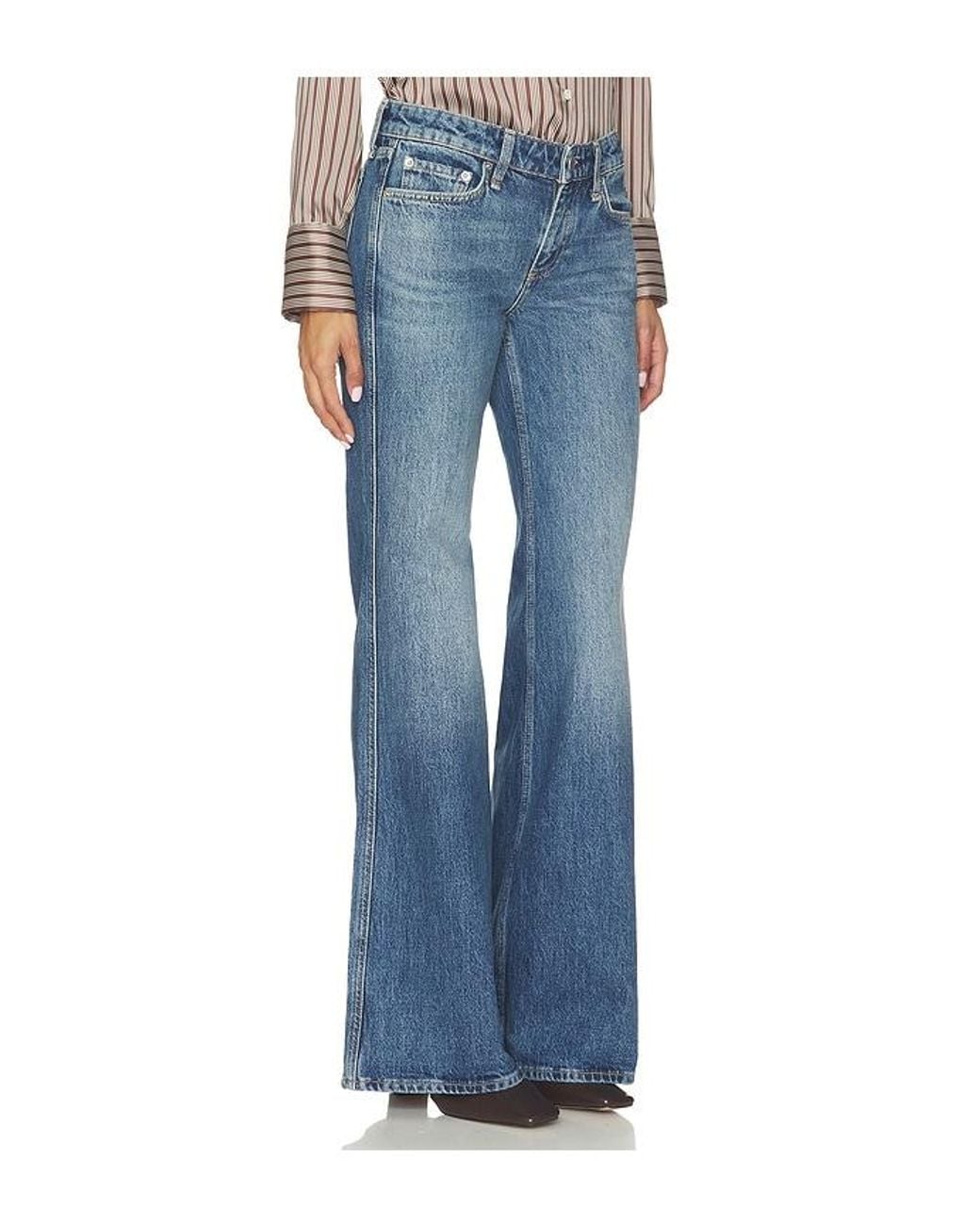 Rag & Bone Blue Josie Low Rise Relaxed Flare Jeans