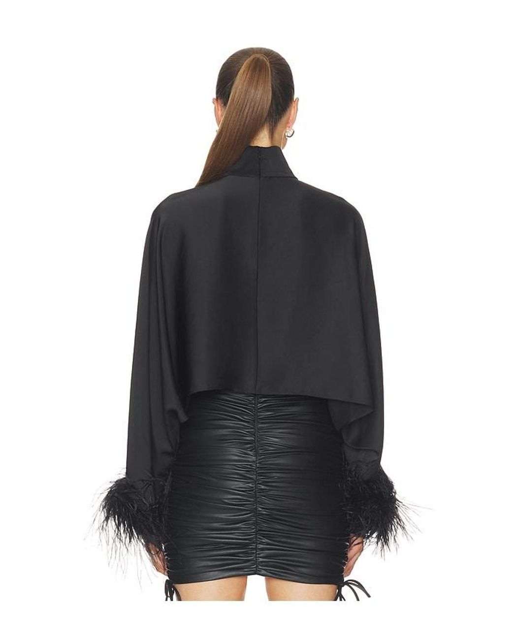 LAPOINTE Black X Revolve Lightweight Satin Caftan Top