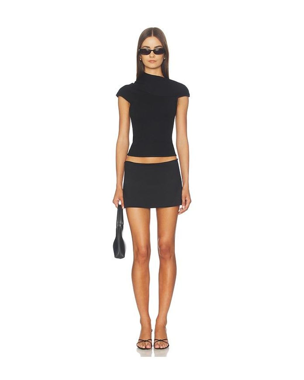 Lovers + Friends Black Kaeli Asymmetric-Neck Sweater