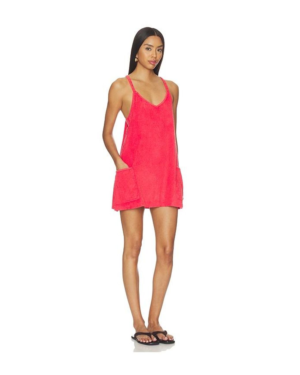 Free People Red X Fp Movement Hot Shot Mini Towel Terry Dress