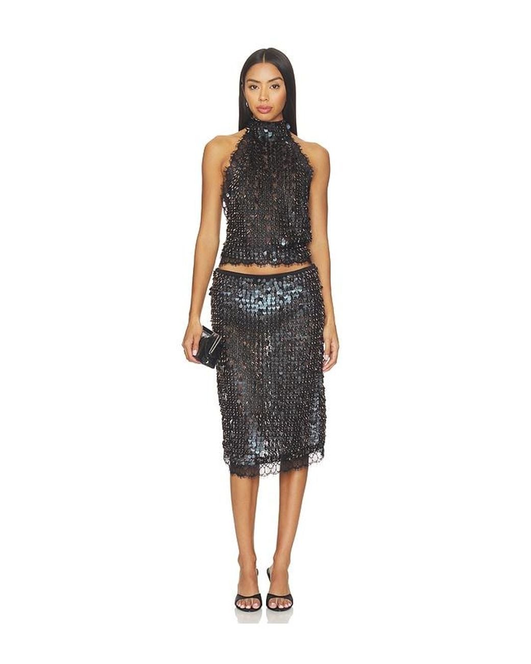 Siedres Black Darcy Sequin Embellished Lace Top