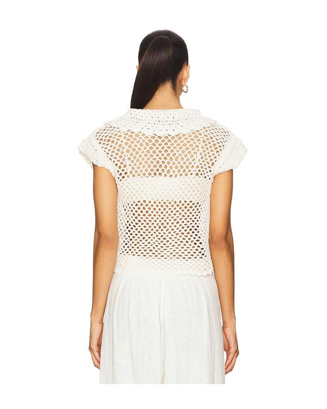 Free People White Lily Crochet Top