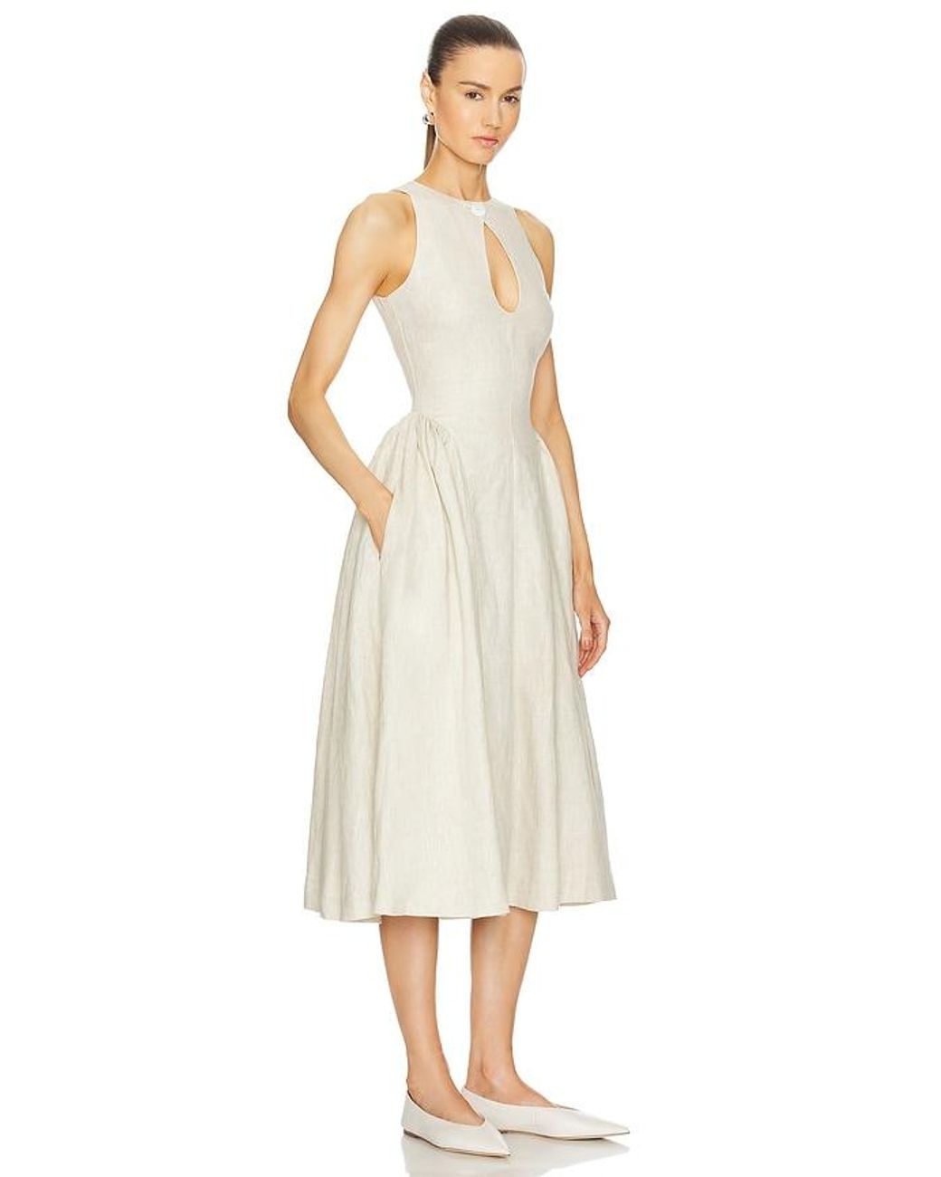 LPA White Seina Midi Dress