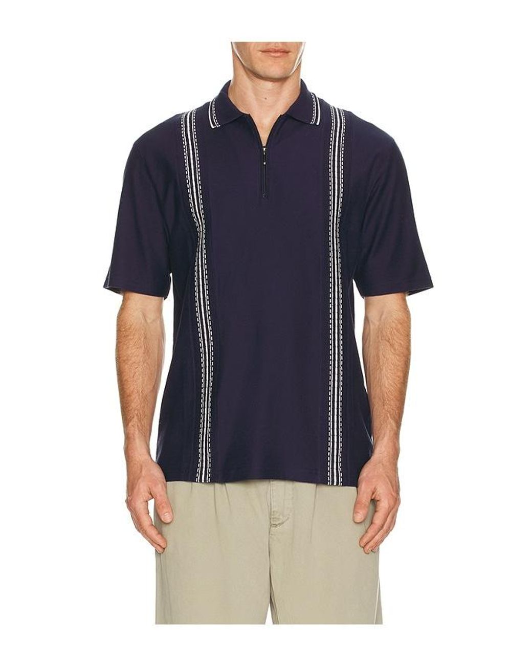 Palmes Blue Panel Zip Polo for men