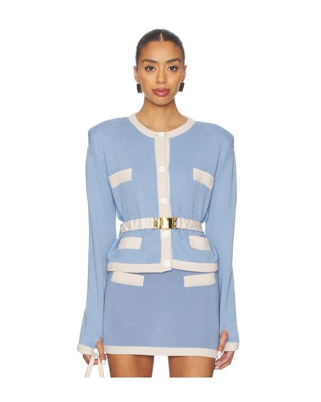 ROWEN ROSE Blue Knit Cardigan