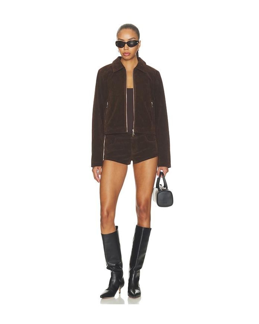 superdown Brown Frannie Faux Suede Jacket