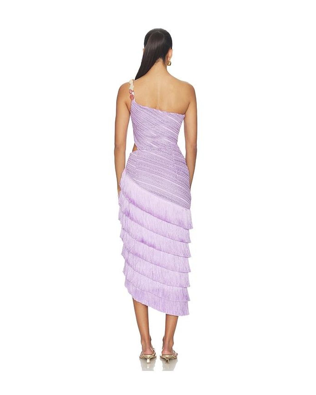 PATBO Purple Lila Fringe Cut Out Midi Dress