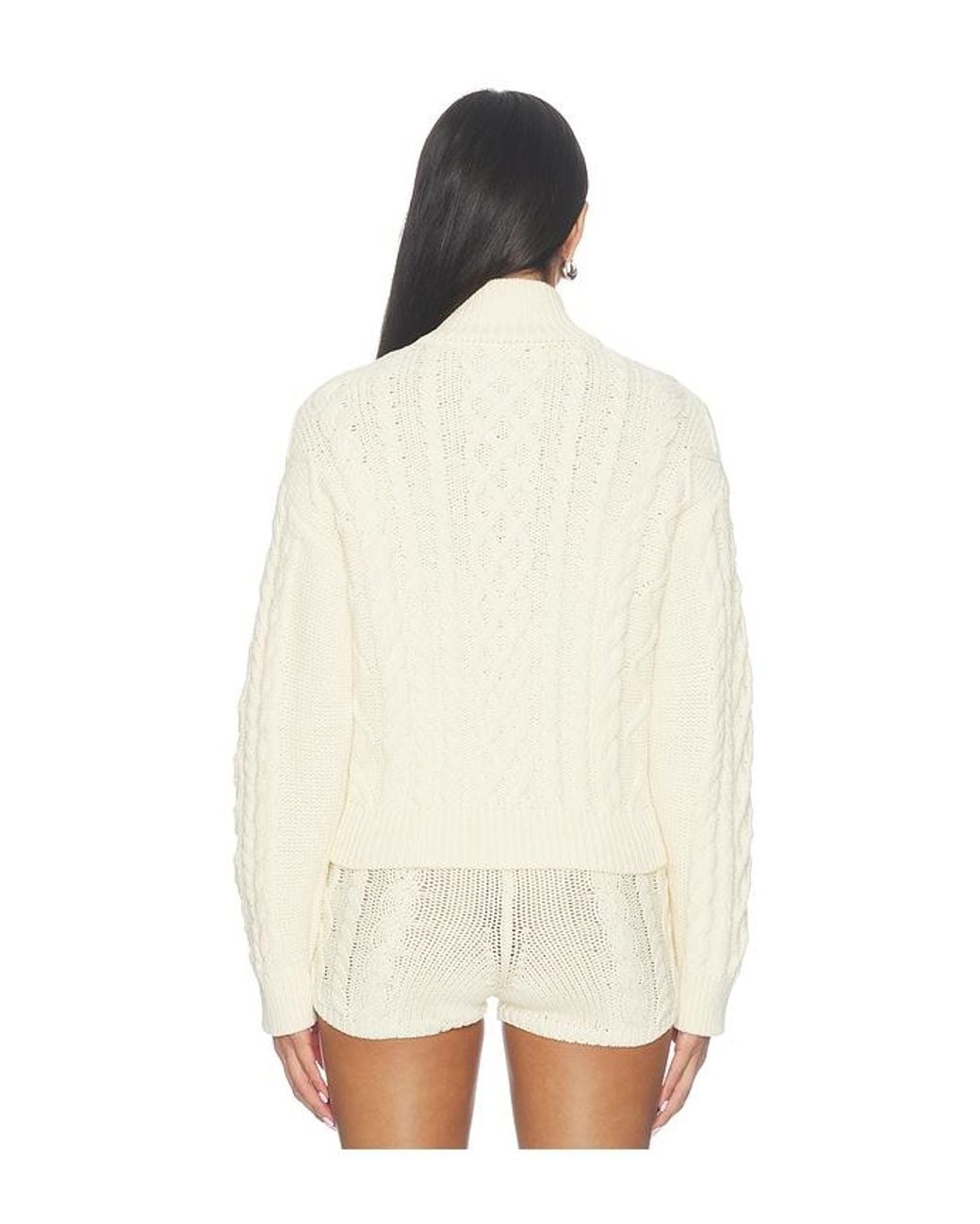 Lovers + Friends Natural Dottie Funnel Neck Sweater