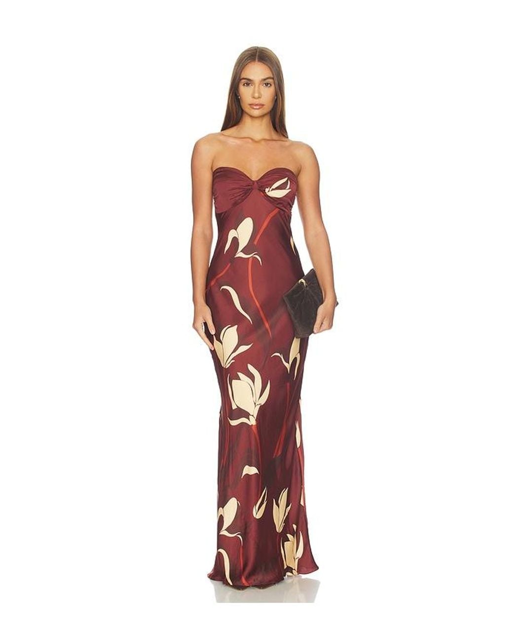 Rococo Sand Red Strapless Maxi Dress With Sash