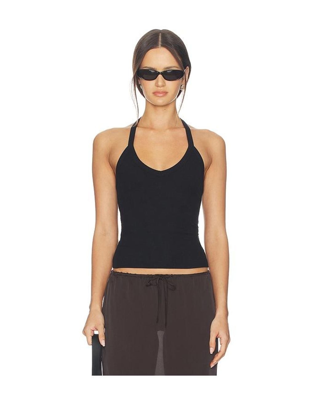 ÉTERNE Black V-Neck Racerback Tank