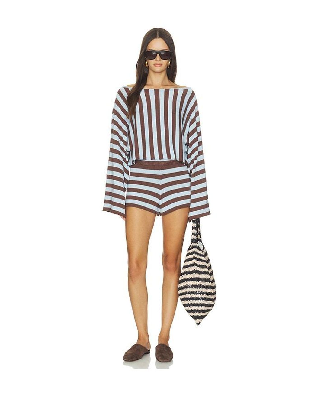 SRG Blue Izabelle Striped Knit Short