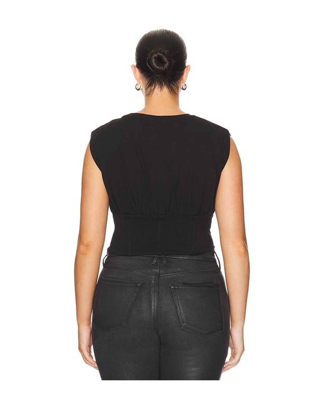 GOOD AMERICAN Black Sleeveless Corset Top