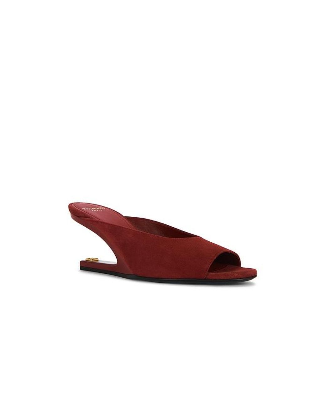Balmain Red No Wedge Suede Mule