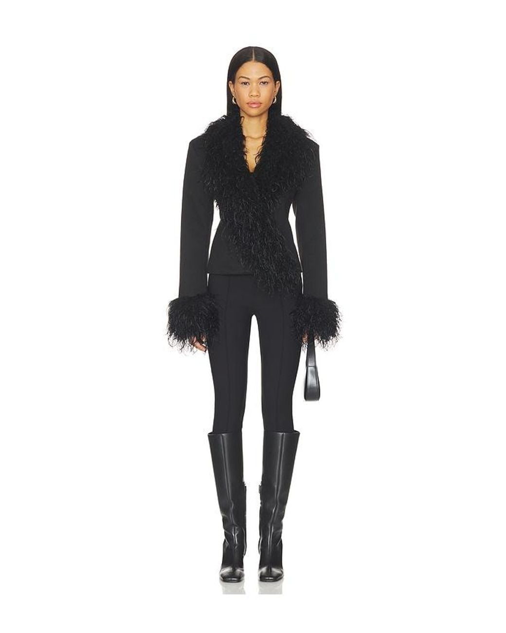 OW Collection Black Remy Faux Fur Jacket