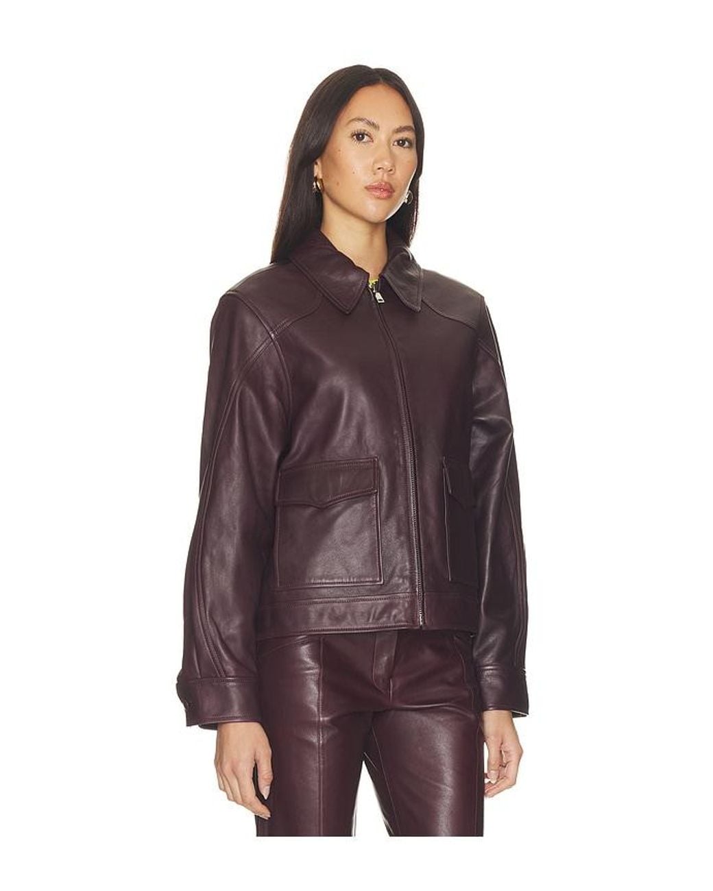 Chaqueta Pint Leather En Color Burgundy Talla (También En S) Mimchik de color Red