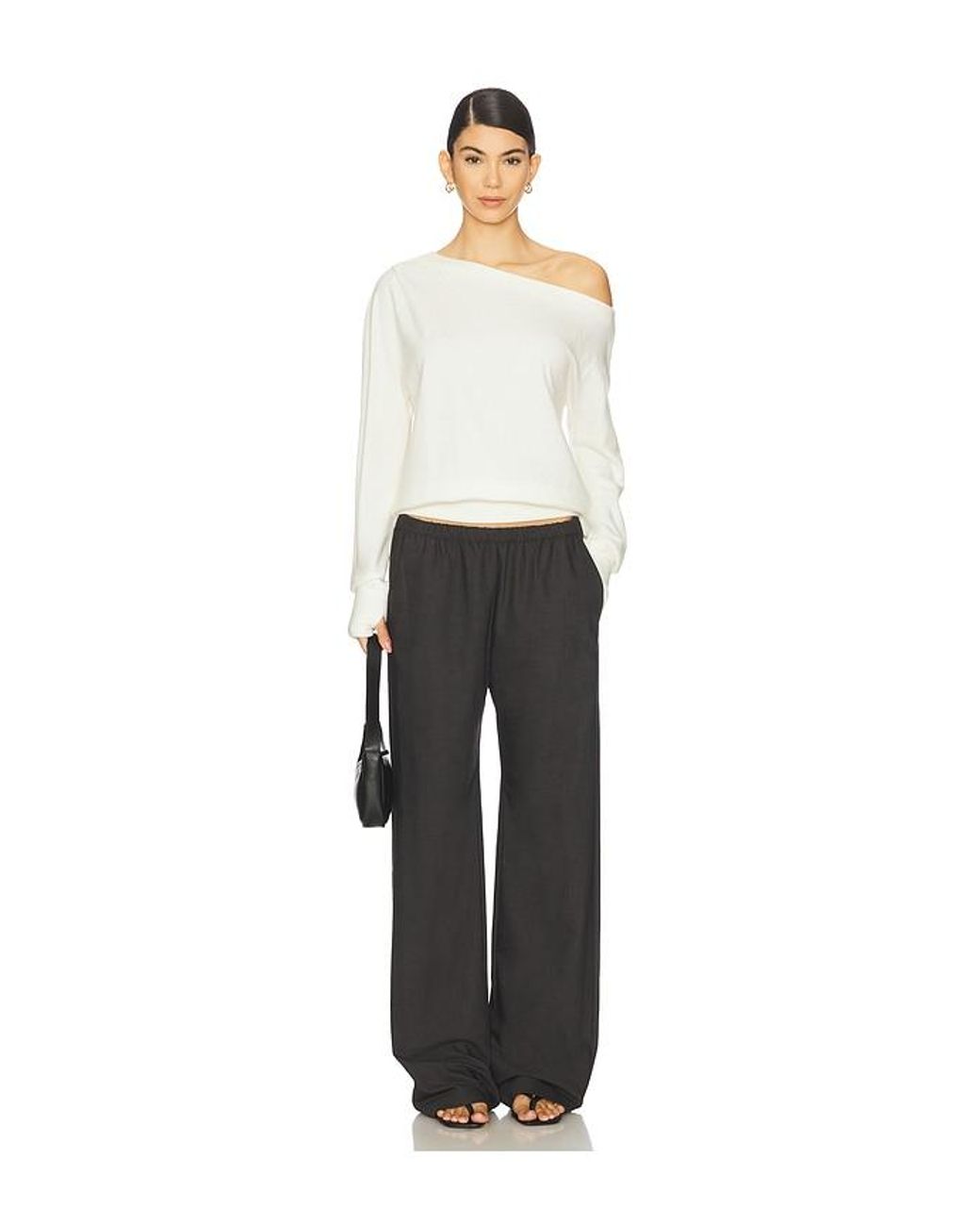 Bobi White Asymmetrical Thumbhole Top