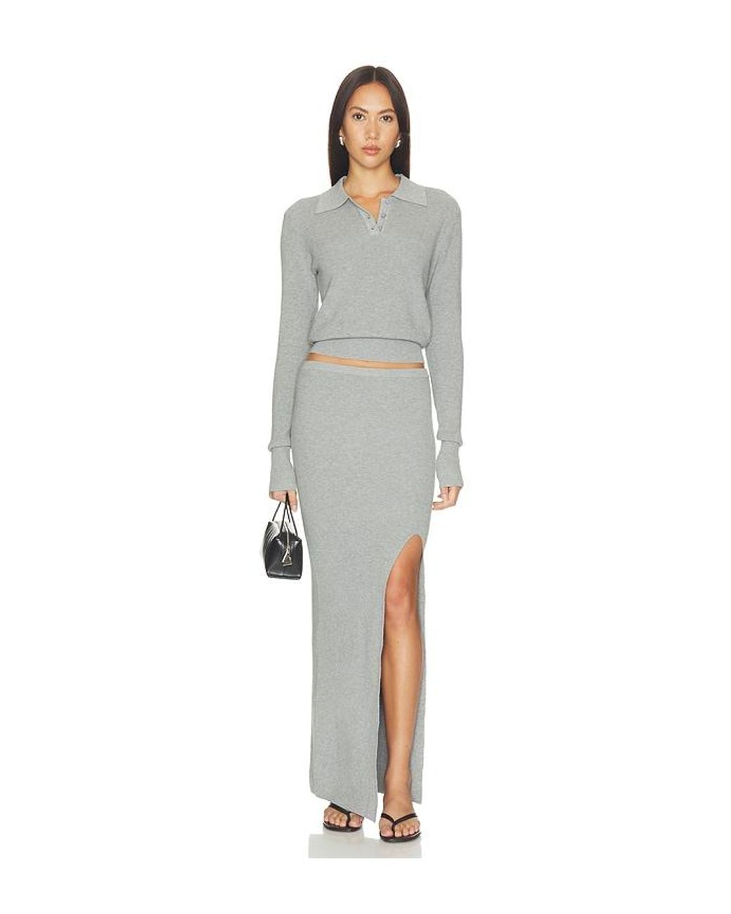 ALL THE WAYS Gray Brylee Knit Maxi Skirt