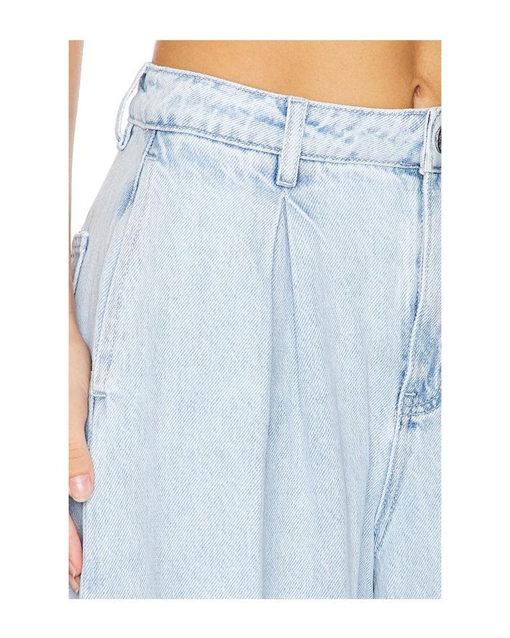 WeWoreWhat Blue Pleated Wide Leg Jeans