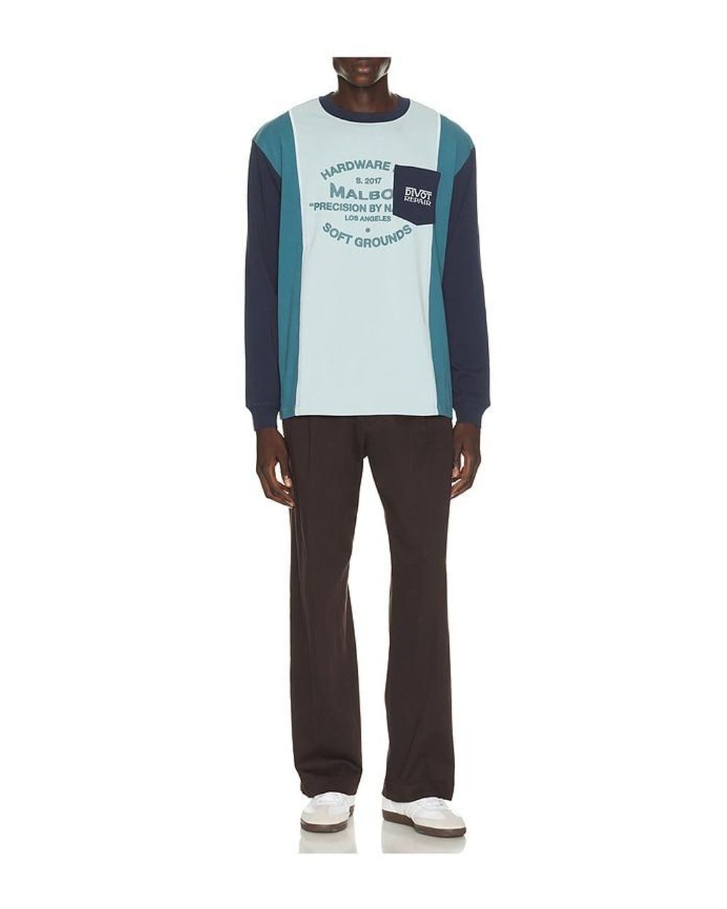 Malbon Blue Gridline Tee for men