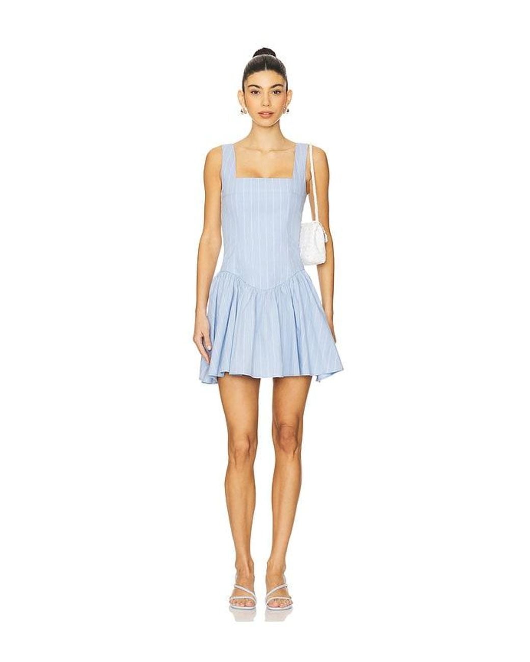 WeWoreWhat Blue Corset Peplum Mini Dress