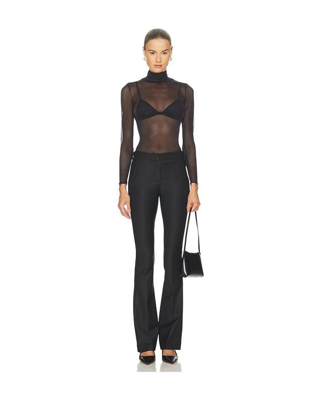 Commando Black Chic Mesh Long Sleeve Turtleneck