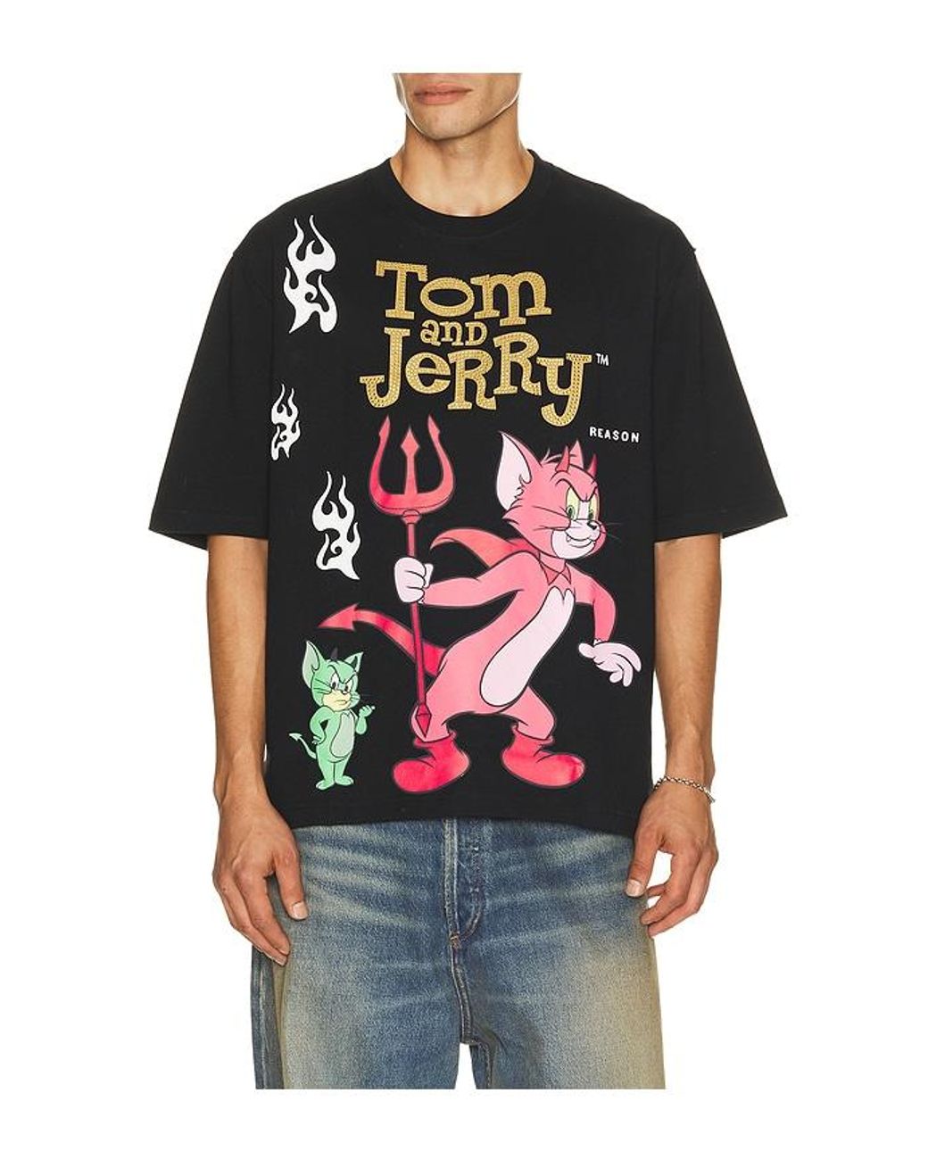 Reason Black Tom And Jerry Devil Tee for men