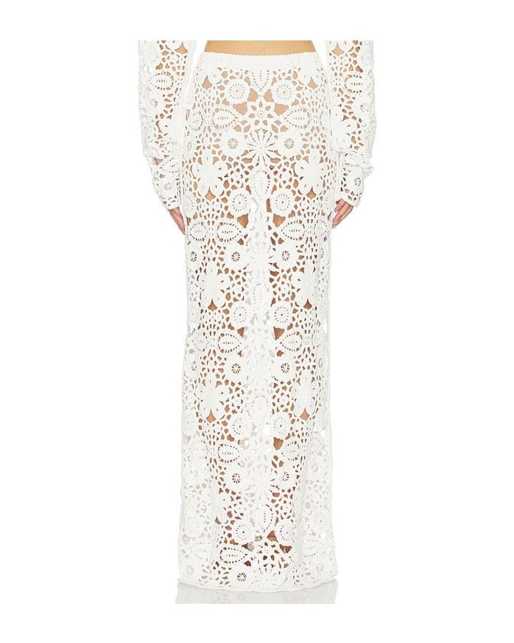 SNDY'S Natural Tala Crochet Maxi Skirt