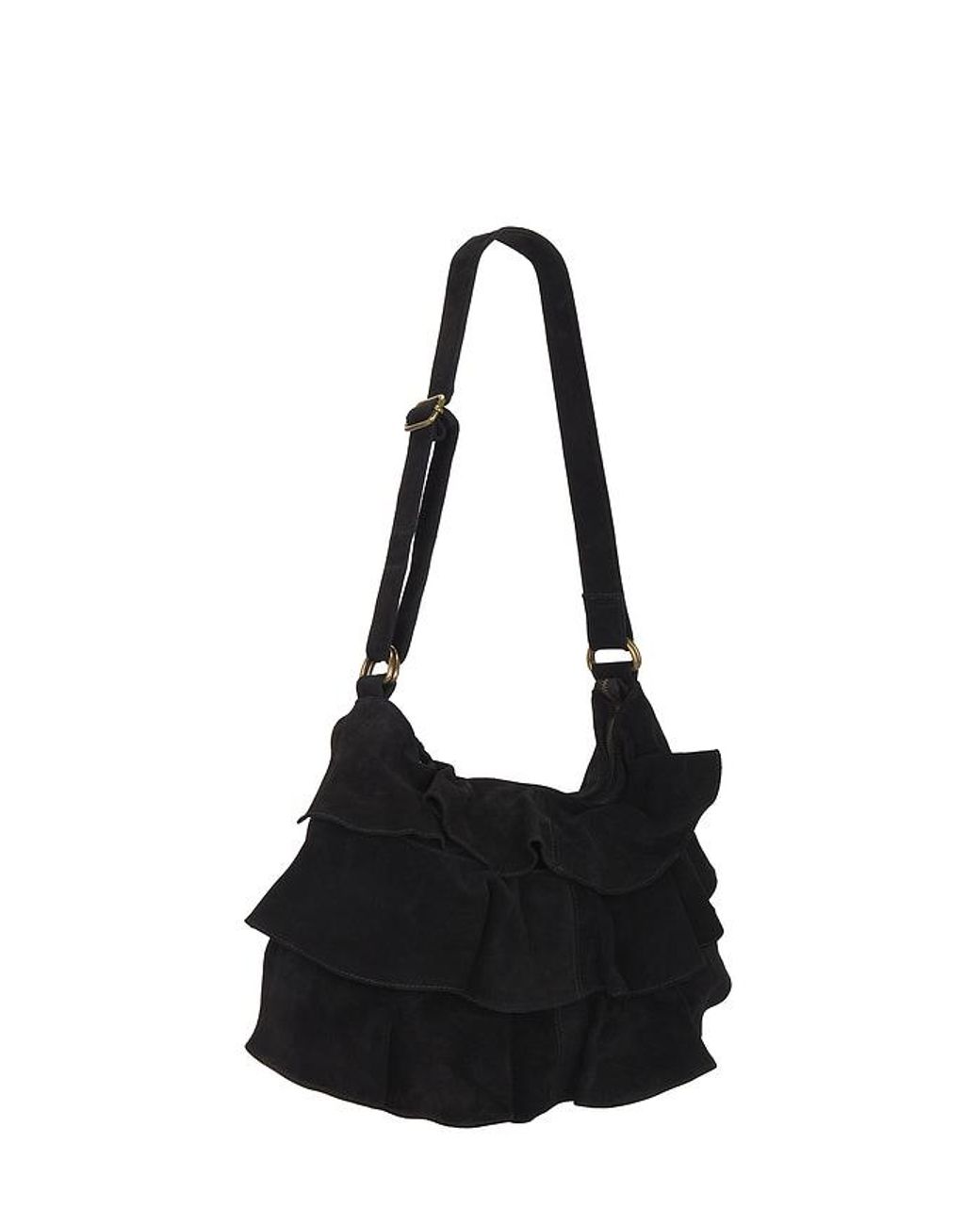 Free People Black Rae Ruffle Shoulder Bag