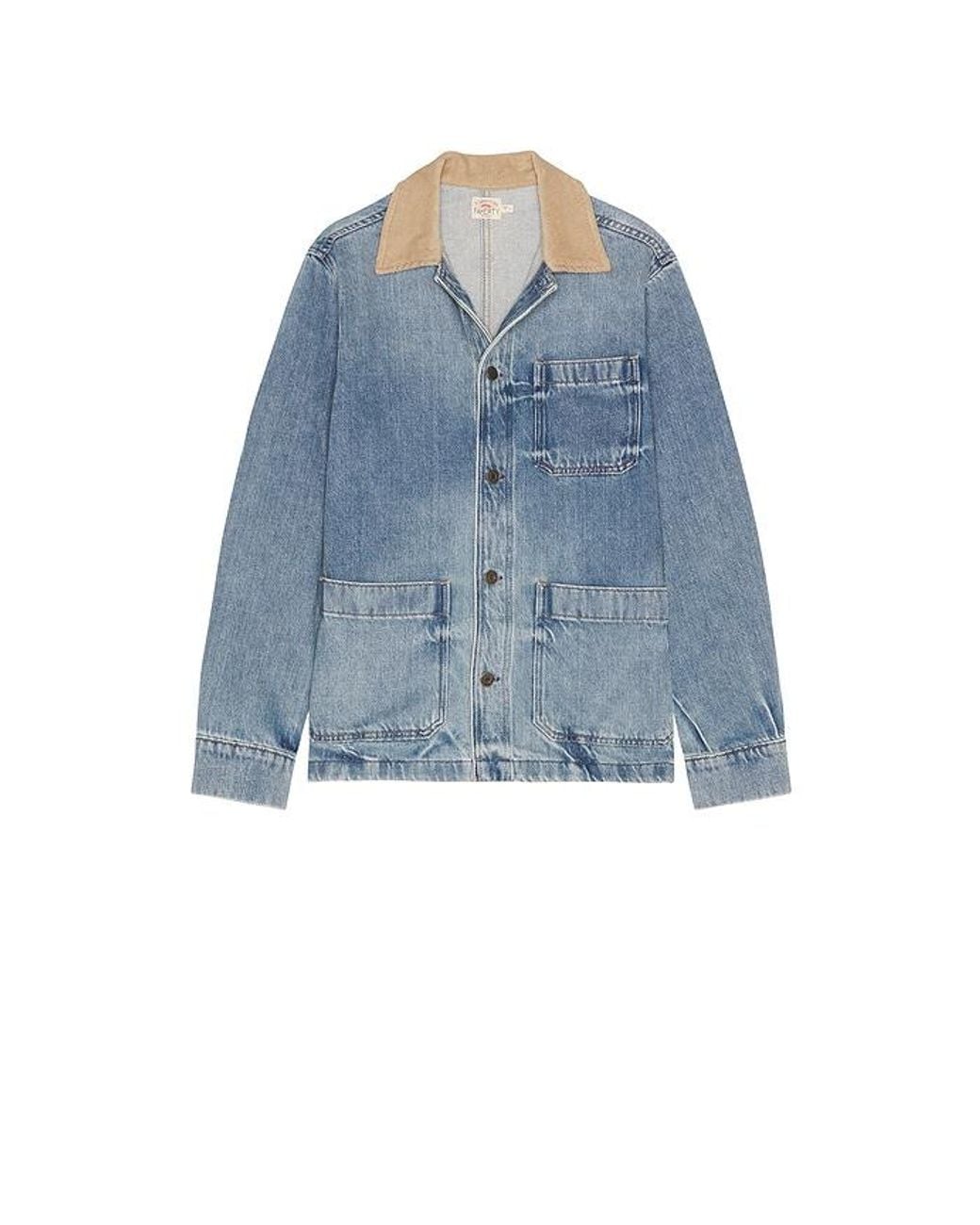 Faherty Brand Blue High Ridge Twill Studio Jacket for men