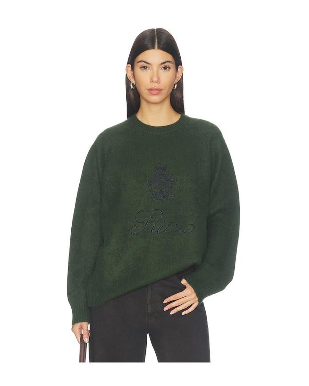 FRAME Green The Ritz Brushed Cashmere Sweater