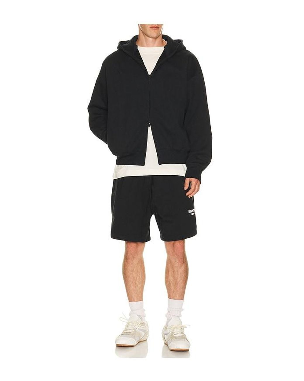Fear Of God Black Classic Fit Fleece Zip Up Hoodie for men