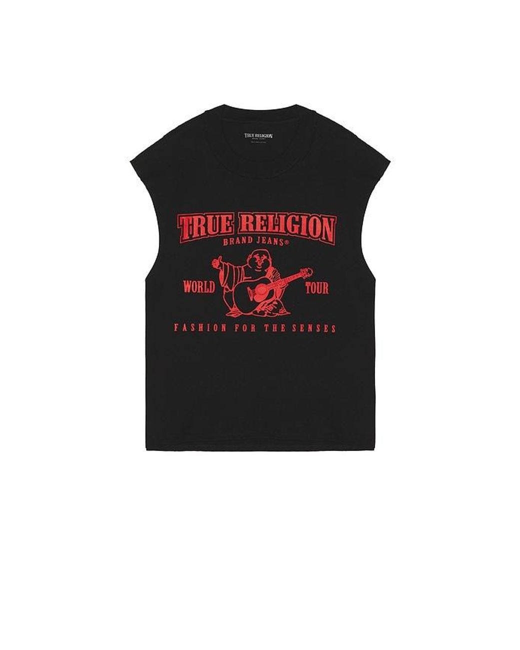 True Religion Red Cut Off Logo Tee for men