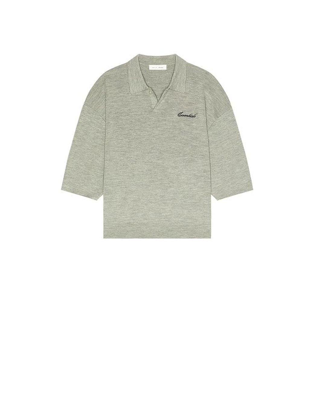 Fear Of God Gray Signature 3/4 Sleeve 90's Knit Polo for men