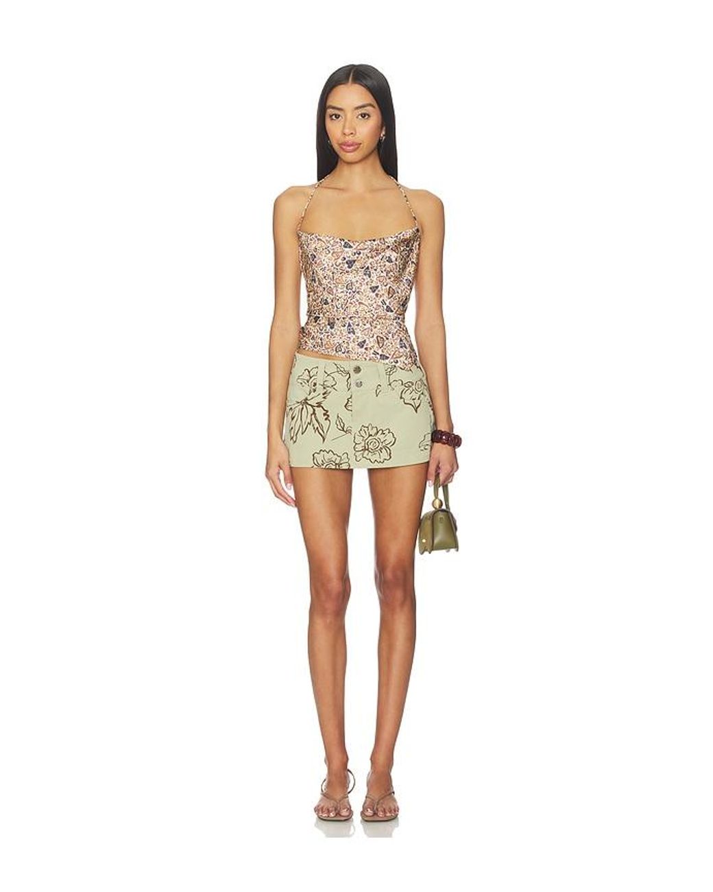 Juliet Johnstone Multicolor Satin Cowl Neck Halter Top