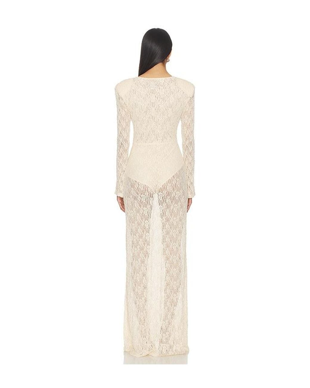 AWAVE Studio Natural Long Sleeve Lace Maxi Dress