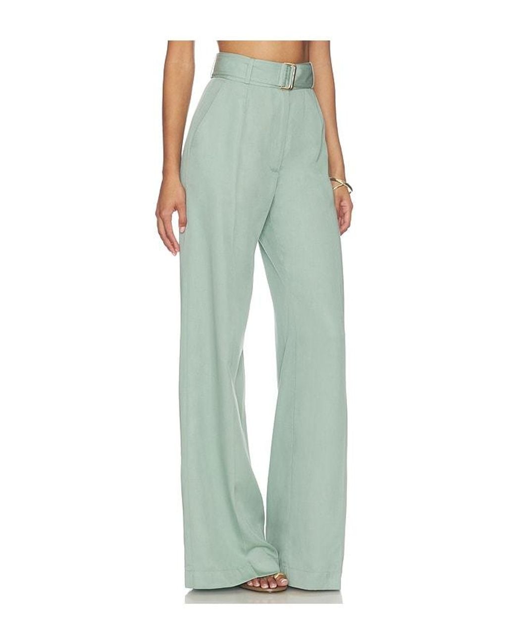 Matthew Bruch Green Belted Wide Leg Trouser