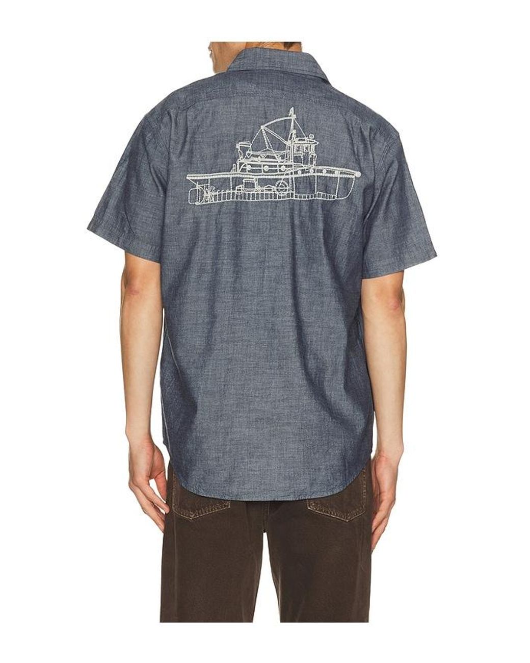 Filson Blue Embroidered Chambray Shirt for men