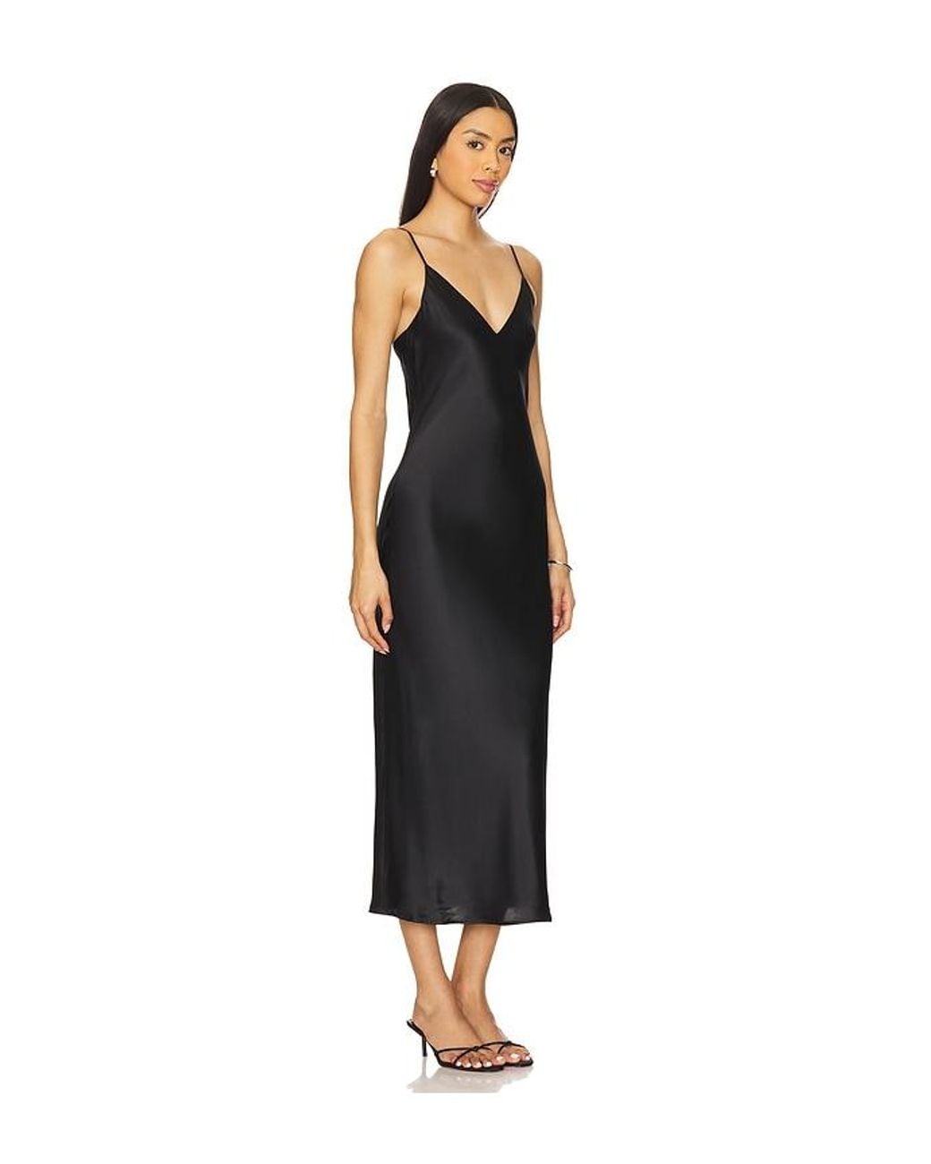 L'Agence Black Seridie Slip Midi Dress