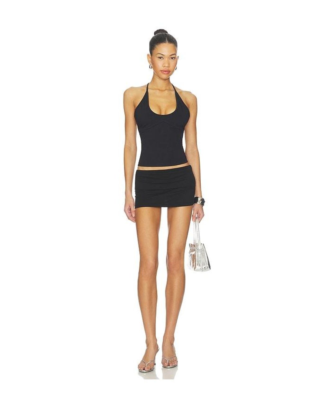 Frankie's Bikinis Black X Jennie Chantal Halter Cotton Jersey Top