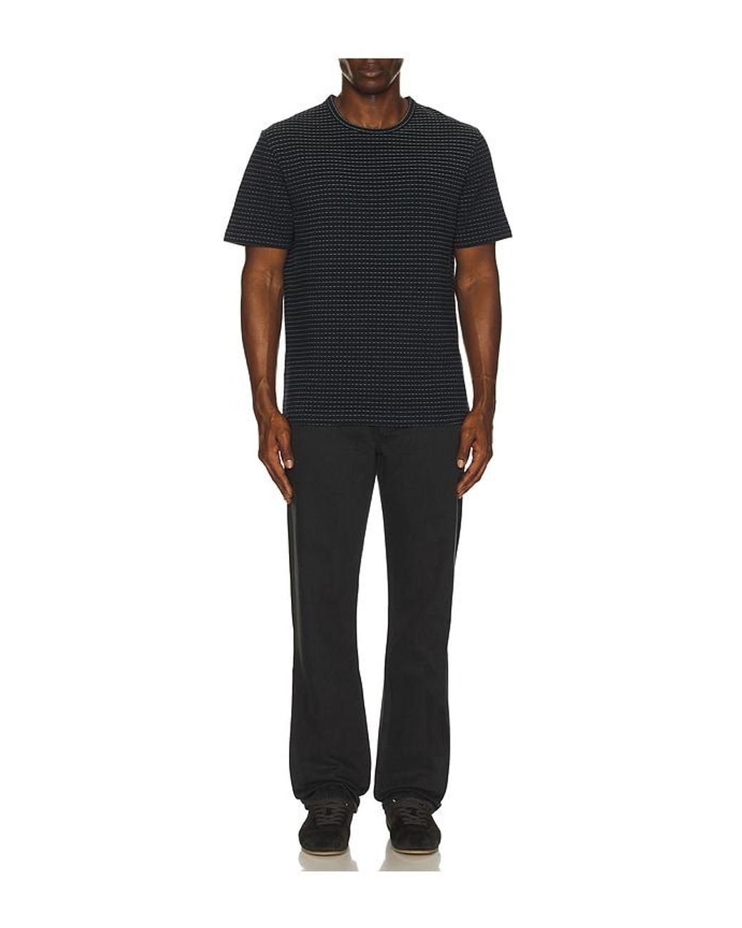 FRAME Black Jacquard Stripe Tee for men