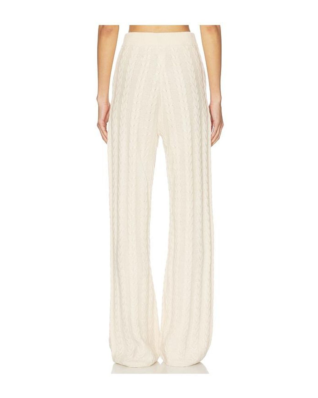 AEXAE White Cashmere Cable Straight Leg Pant