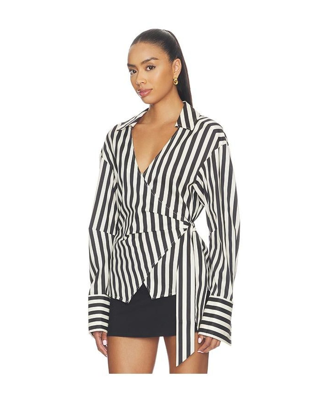 Simon Miller Black Anya Poplin Wrap Top