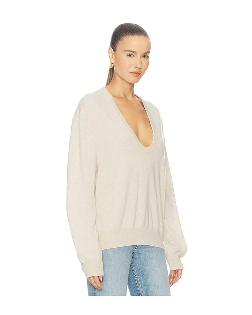 White + Warren White Cashmere Scoop Sweater