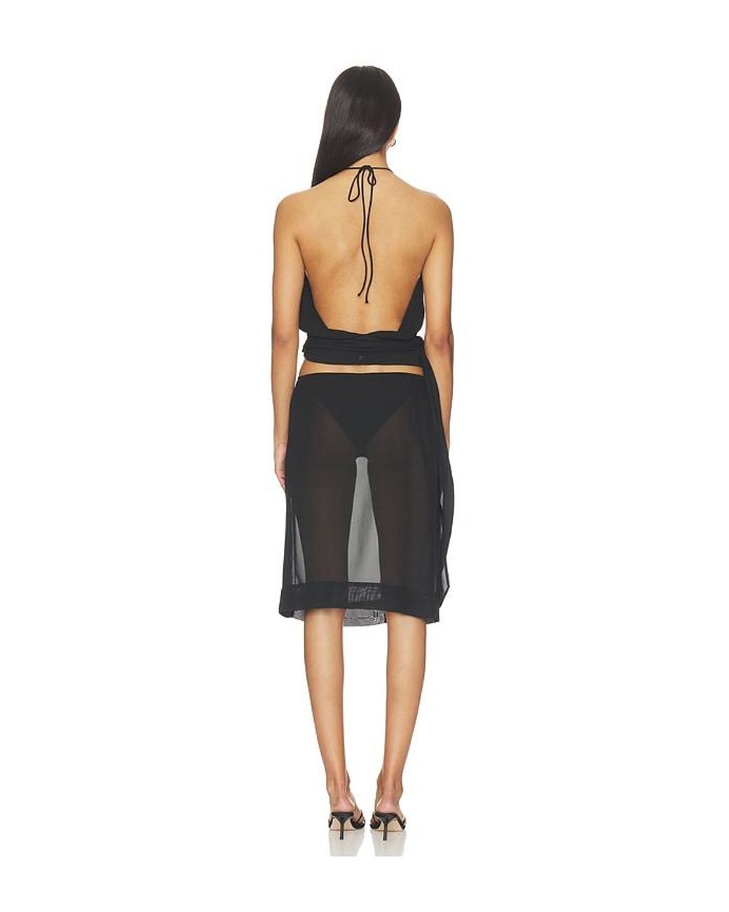 With Harper Lu Black Draped Halter Top