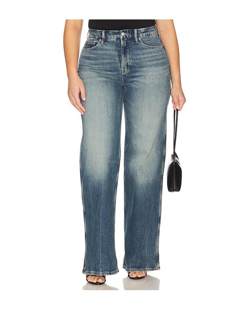 GOOD AMERICAN Blue Good Skate Wide Jeans