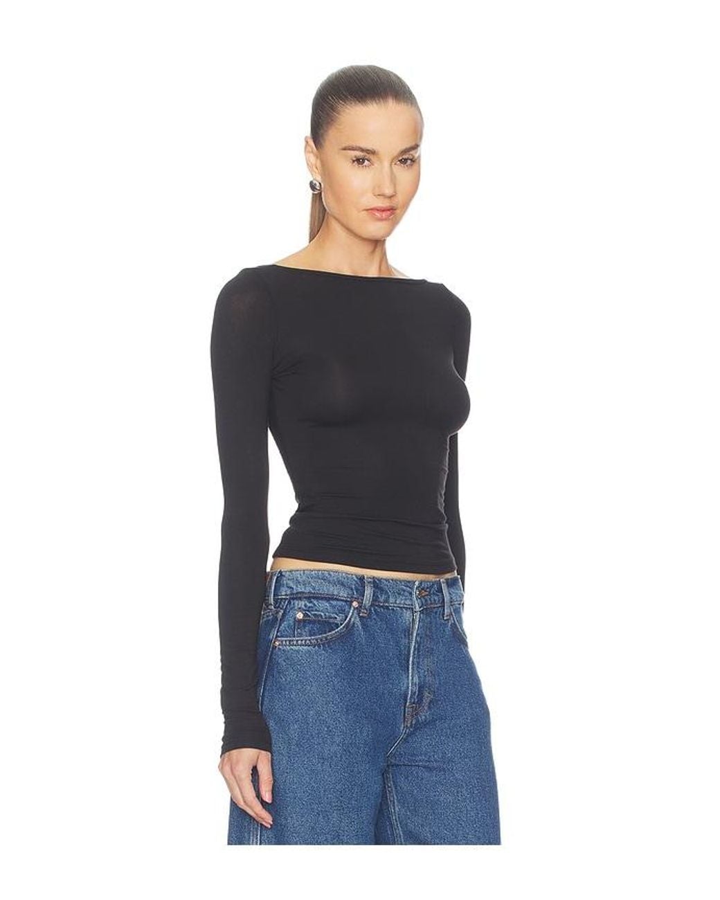 GRLFRND Blue Open-Back Long Sleeve Tee