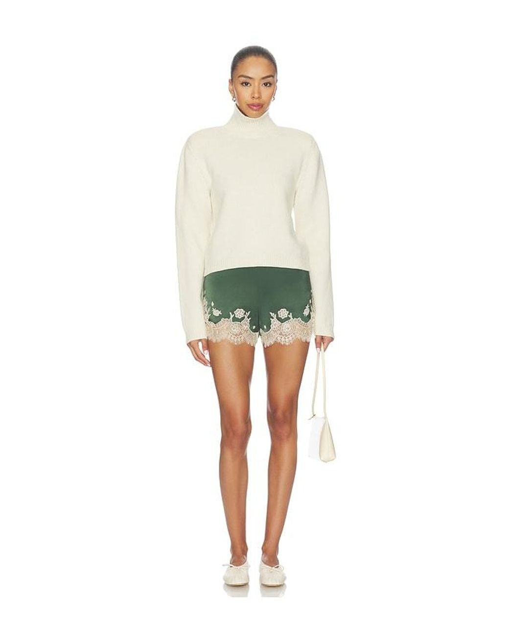 Rohe Green Statement Shoulder Cropped Turtleneck Sweater