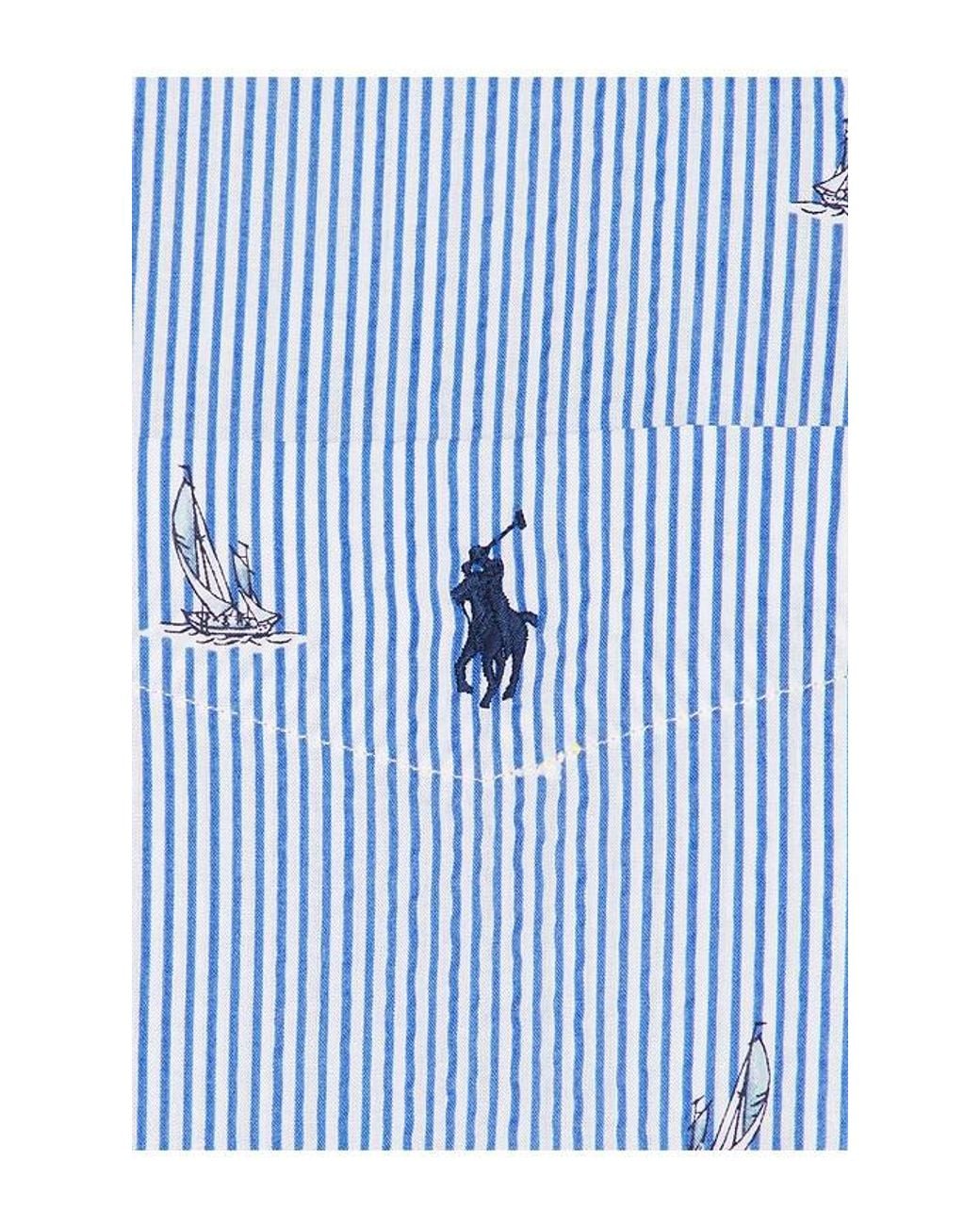 Polo Ralph Lauren White Seersucker Sailboat Print Andy Camp Shirt for men