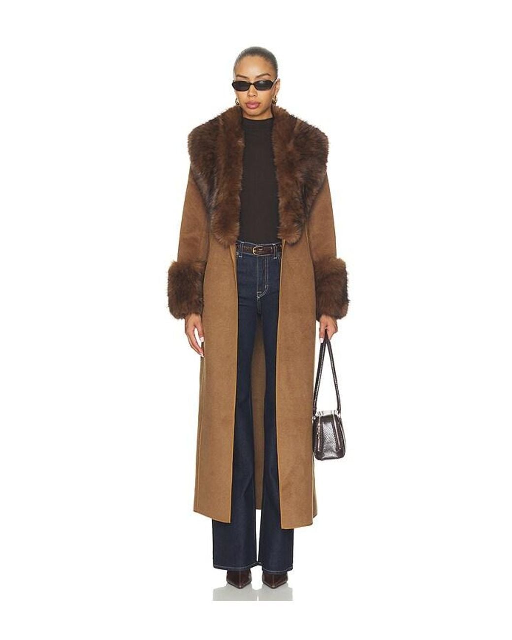 Elliatt Brown Veldra Fur Panel Coat