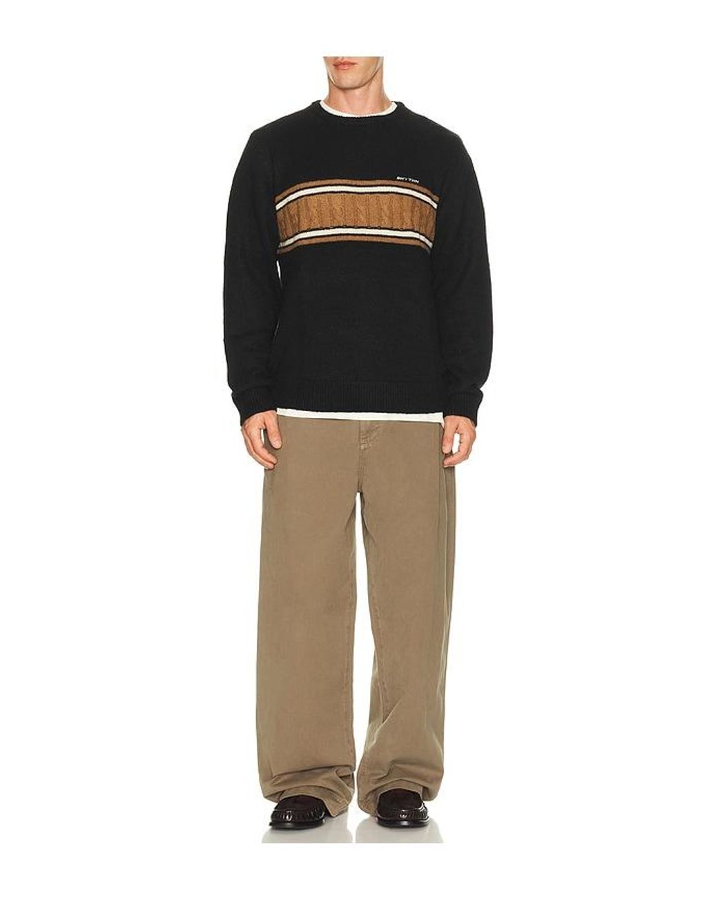 Rhythm Black Mohair Stripe Knit Sweater for men